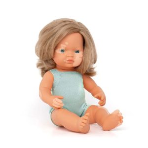 15" Colourful Edition Baby Doll Caucasian Girl Blonde Hair with Vitiligo