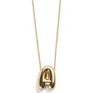 Gold Bubble Initial Necklace - A