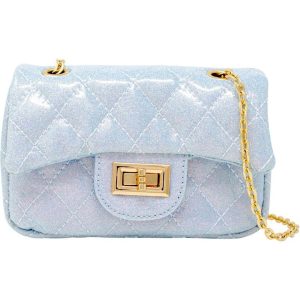 Classic Quilted Sparkle Mini Purse - Sky Blue