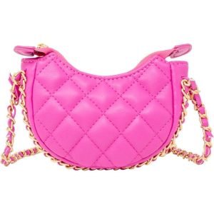 Tiny Quilted Chain Wrapped Hobo Bag - Hot Pink