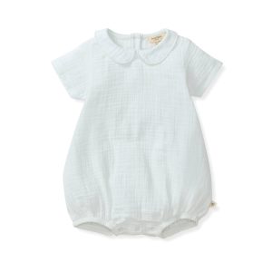 Baby Boy Muslin Collar Bubble Romper